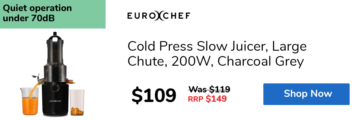Cold Press Slow Juicer, Large Chute, 200W, Charcoal Grey
