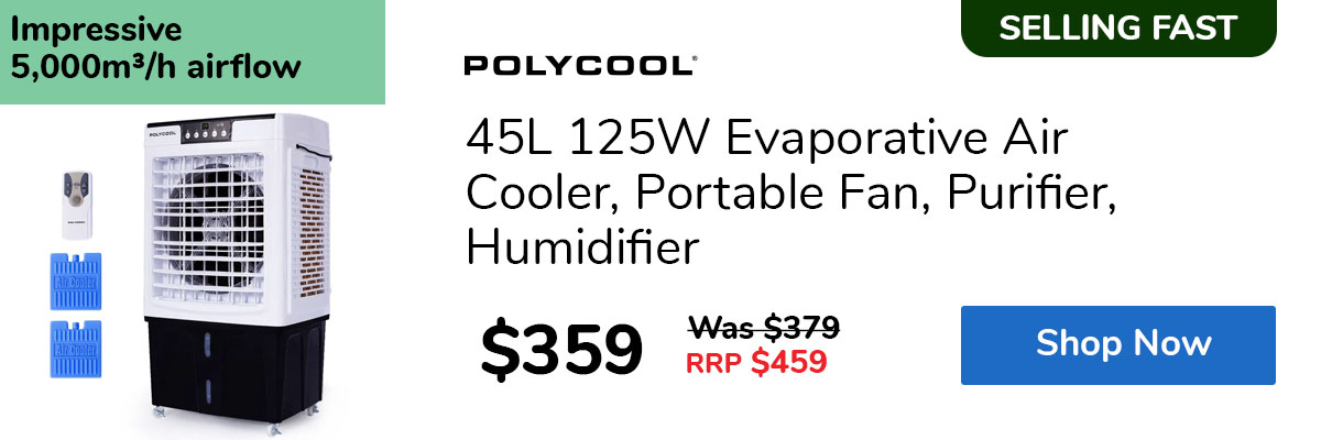45L 125W Evaporative Air Cooler, Portable Fan, Purifier, Humidifier