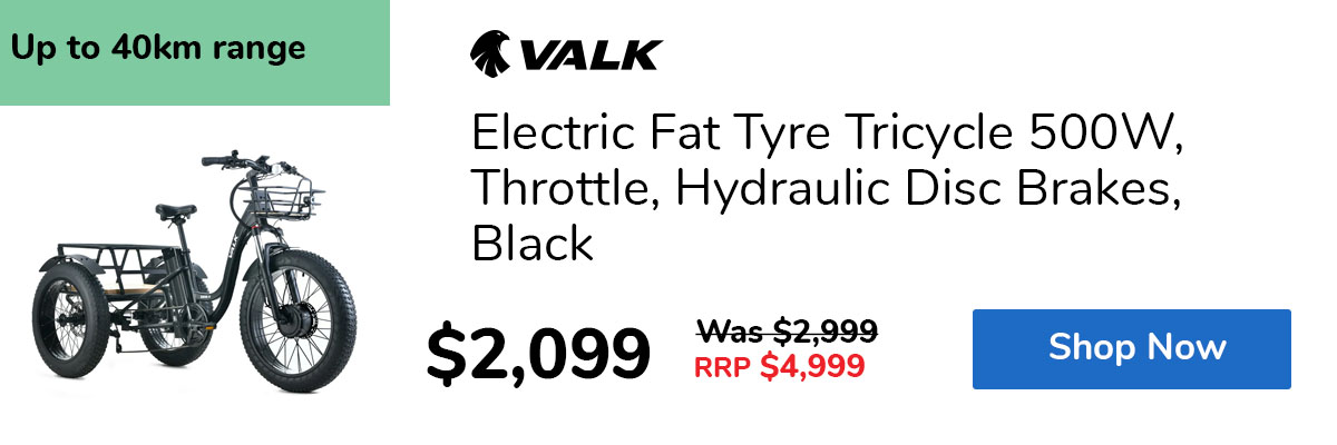 Electric Fat Tyre Tricycle 500W, Throttle, Hydraulic Disc Brakes, Black