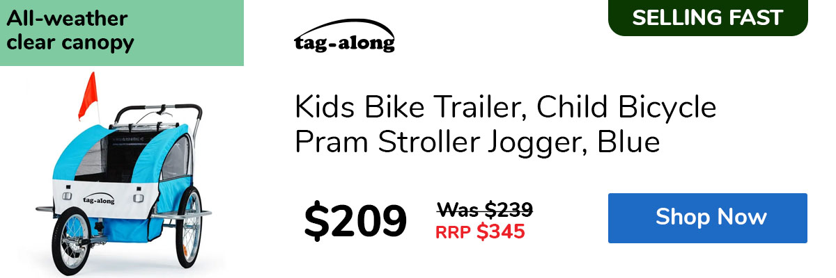 Kids Bike Trailer, Child Bicycle Pram Stroller Jogger, Blue