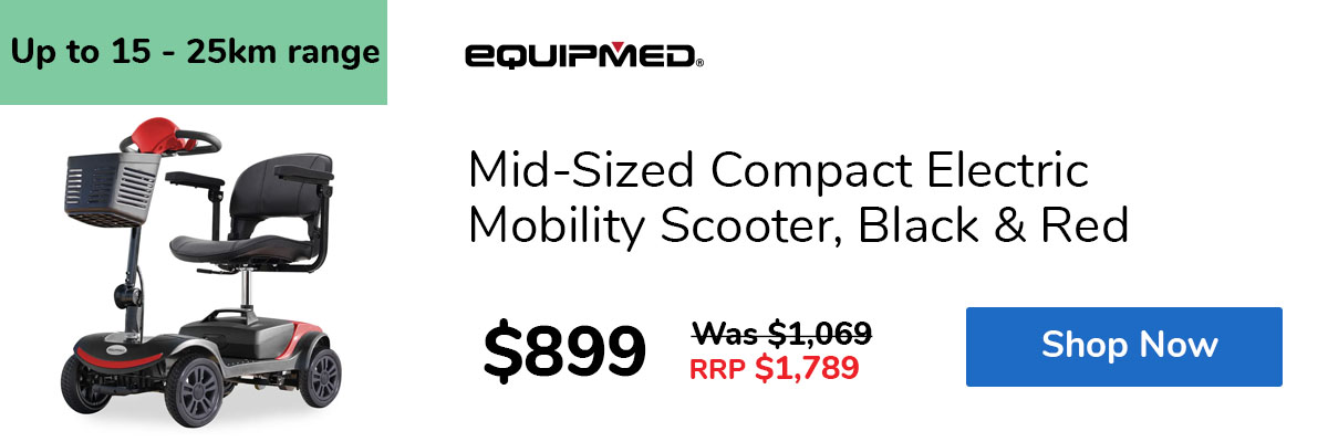 Mid-Sized Compact Electric Mobility Scooter, Black & Red