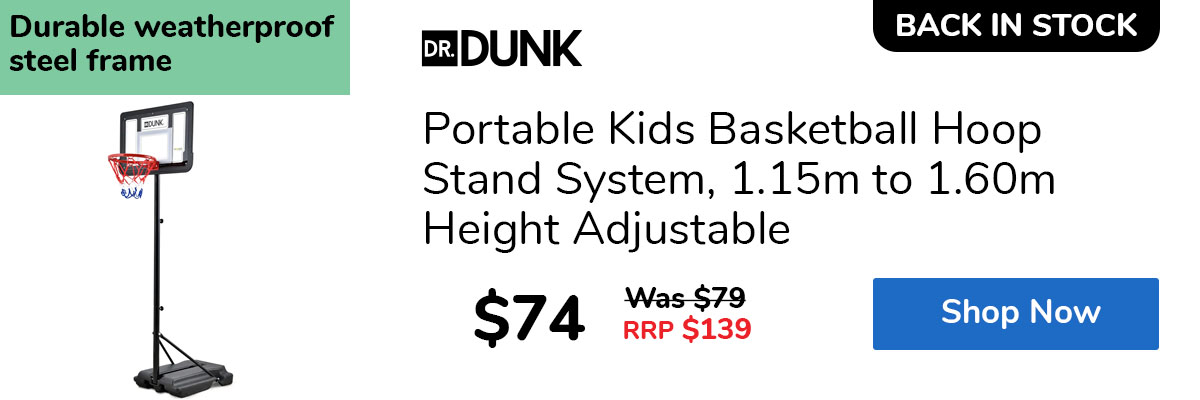 Portable Kids Basketball Hoop Stand System, 1.15m to 1.60m Height Adjustable