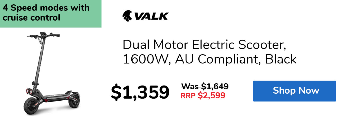 Dual Motor Electric Scooter, 1600W, AU Compliant, Black