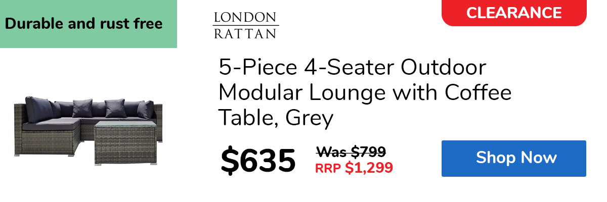 5-Piece 4-Seater Outdoor Modular Lounge with Coffee Table, Grey