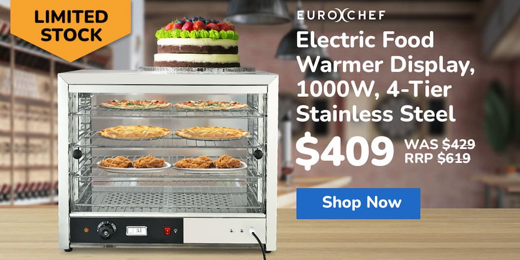 EUROCHEF Electric Food Warmer Display, 1000W, 4-Tier Stainless Steel