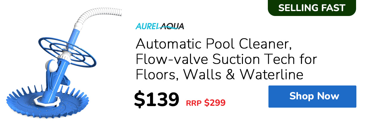 AURELAQUA Automatic Pool Cleaner, Flow-valve Suction Tech for Floors, Walls & Waterline