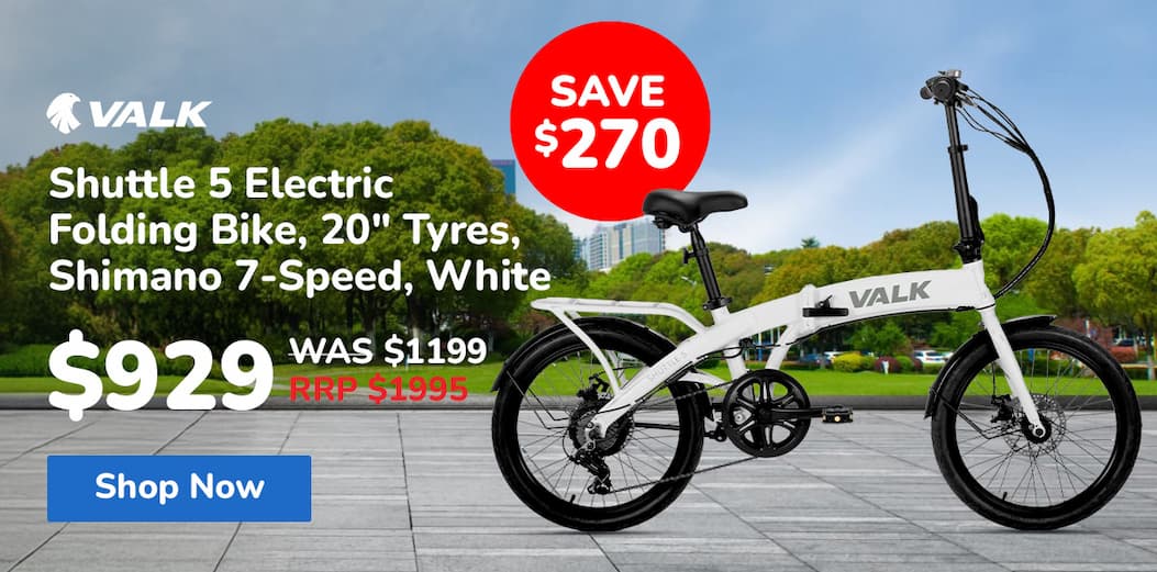 VALK Shuttle 5 Electric Folding Bike, 20" Tyres, Shimano 7-Speed, White