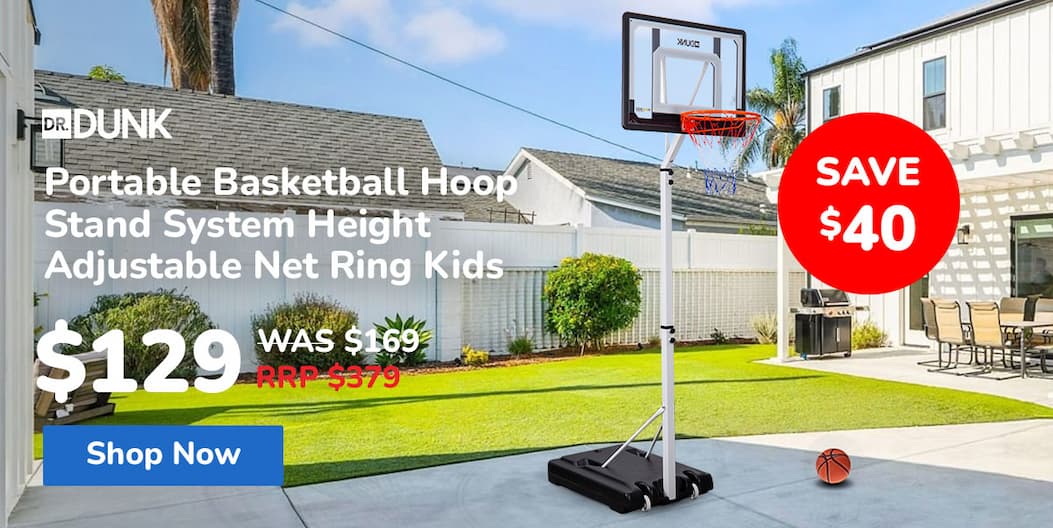 Dr. Dunk Portable Basketball Hoop Stand System Height Adjustable Net Ring Kids