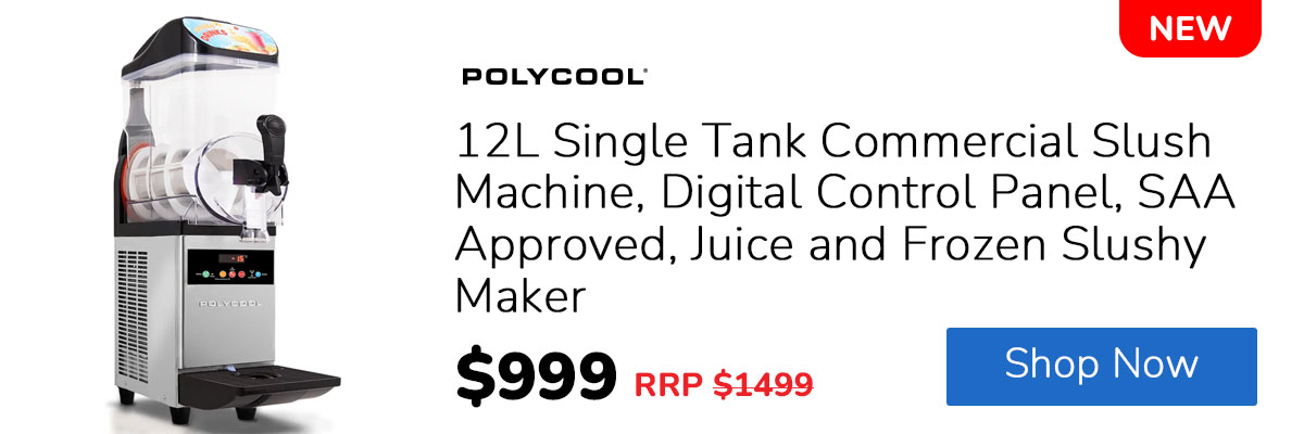 POLYCOOL 12L Single Tank Commercial Slush Machine, Digital Control Panel, SAA Approved, Juice and Frozen Slushy Maker