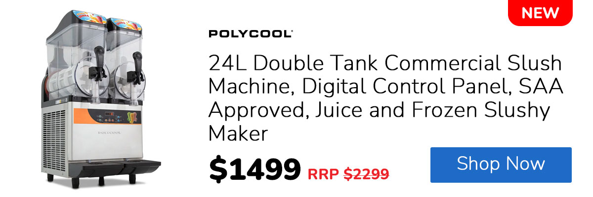 POLYCOOL 24L Double Tank Commercial Slush Machine, Digital Control Panel, SAA Approved, Juice and Frozen Slushy Maker