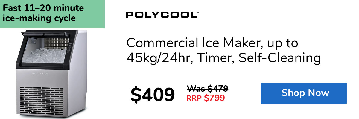 Commercial Ice Maker, up to 45kg/24hr, Timer, Self-Cleaning