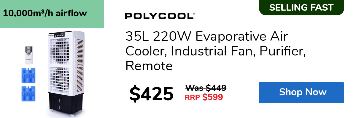 35L 220W Evaporative Air Cooler, Industrial Fan, Purifier, Remote