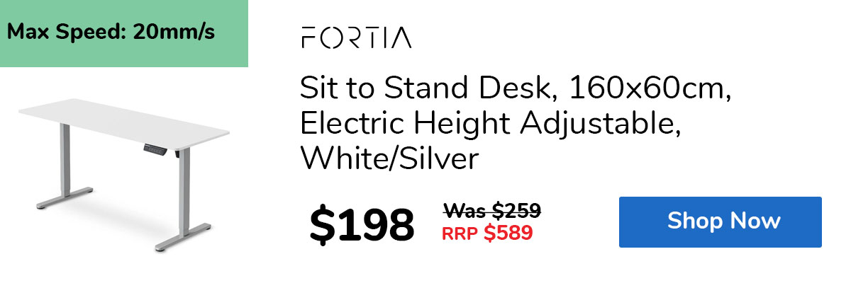 Sit to Stand Desk, 160x60cm, Electric Height Adjustable, White/Silver