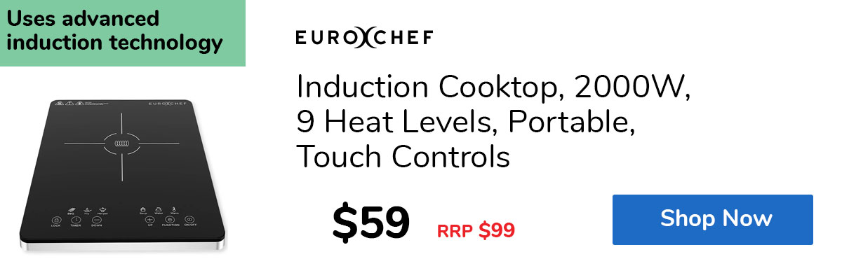 Induction Cooktop, 2000W, 9 Heat Levels, Portable, Touch Controls
