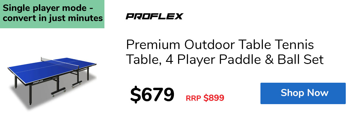 Premium Outdoor Table Tennis Table, 4 Player Paddle & Ball Set