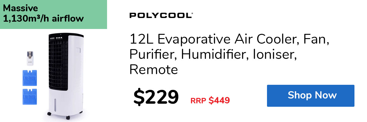 12L Evaporative Air Cooler, Fan, Purifier, Humidifier, Ioniser, Remote