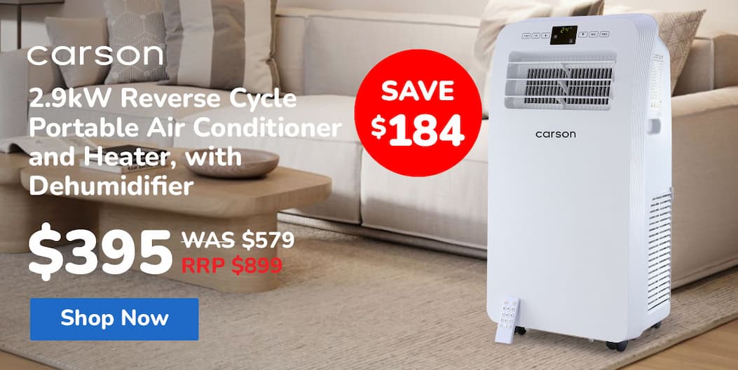 CARSON 2.9kW Reverse Cycle Portable Air Conditioner and Heater, with Dehumidifier, Cooling and Heating AC