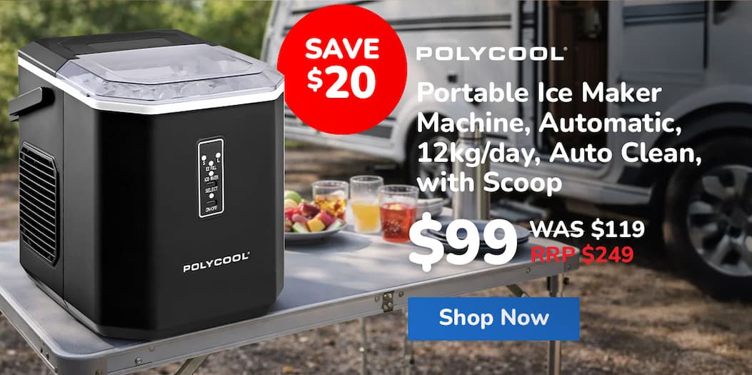 POLYCOOL Portable Ice Maker Machine, Automatic, 12kg/day,  Auto Clean, with Scoop and Removable Basket, Black