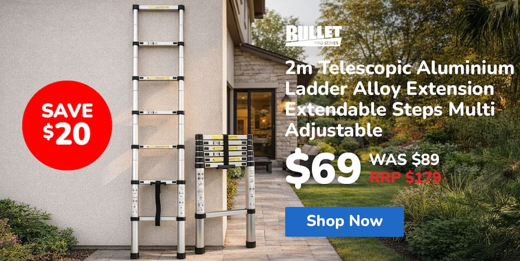 BULLET 2m Telescopic Aluminium Ladder Alloy Extension Extendable Steps Multi Adjustable