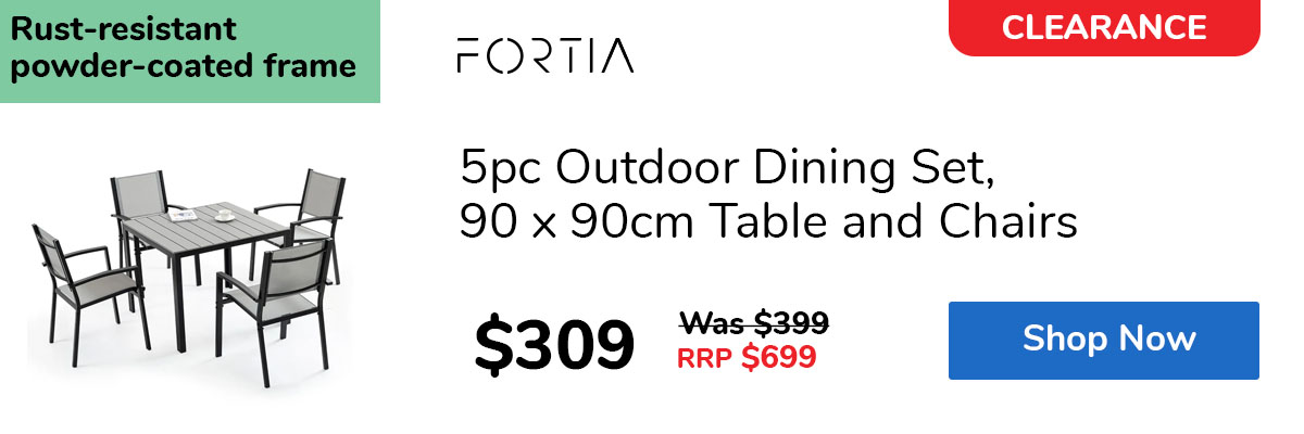 5pc Outdoor Dining Set, 90 x 90cm Table and Chairs