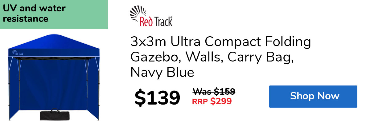 3x3m Ultra Compact Folding Gazebo, Walls, Carry Bag, Navy Blue