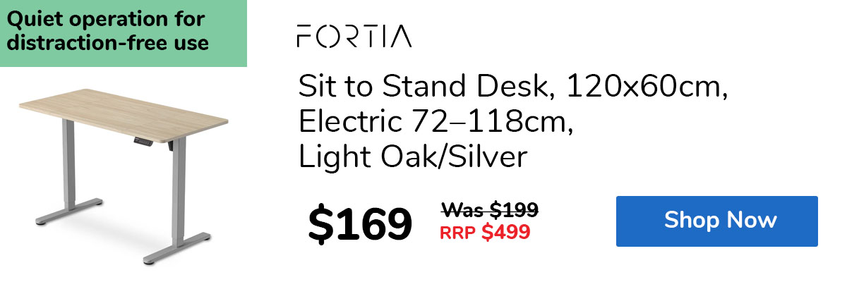 Sit to Stand Desk, 120x60cm, Electric 72–118cm, Light Oak/Silver