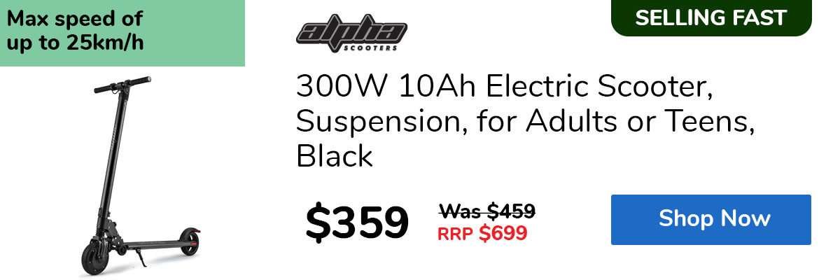 300W 10Ah Electric Scooter, Suspension, for Adults or Teens, Black