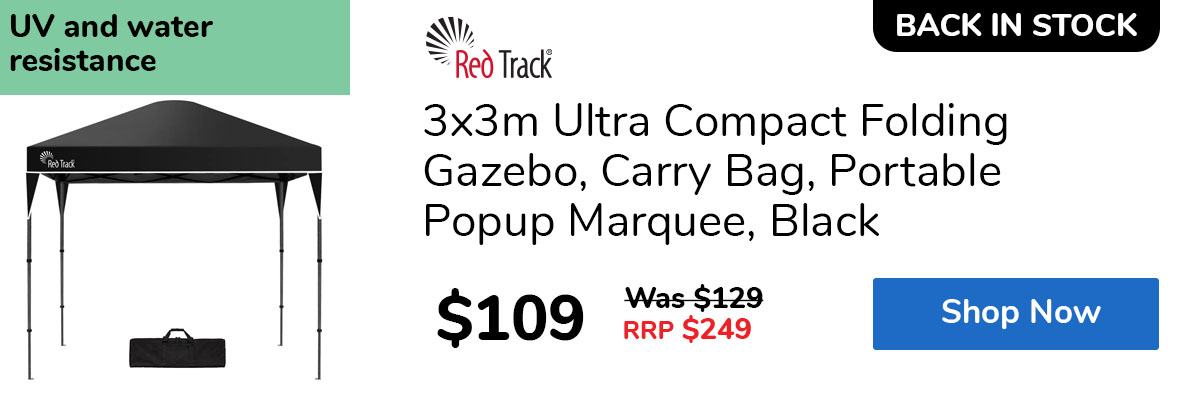 3x3m Ultra Compact Folding Gazebo, Carry Bag, Portable Popup Marquee, Black