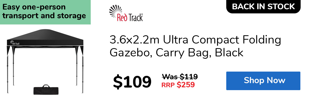 3.6x2.2m Ultra Compact Folding Gazebo, Carry Bag, Black