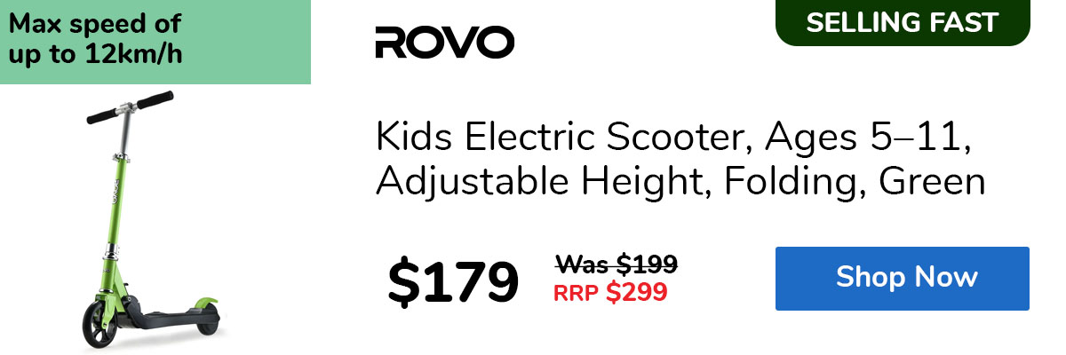 Kids Electric Scooter, Ages 5–11, Adjustable Height, Folding, Green