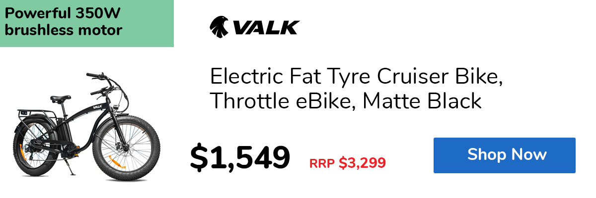 Electric Fat Tyre Cruiser Bike, Throttle eBike, Matte Black