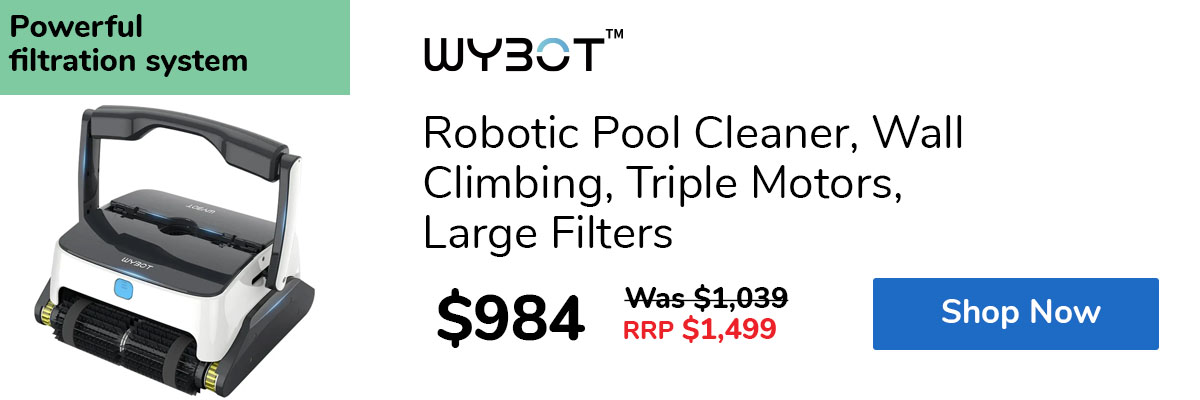 Robotic Pool Cleaner, Wall Climbing, Triple Motors, Large Filters