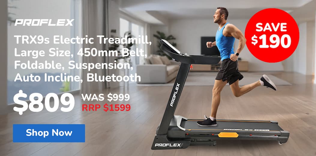 PROFLEX TRX9s Electric Treadmill, Large Size, 450mm Belt, Foldable, Suspension, Auto Incline, Bluetooth, Pulse Sensors