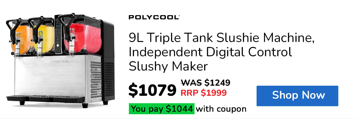 POLYCOOL 9L Triple Tank Slushie Machine, Independent Digital Control Slushy Maker