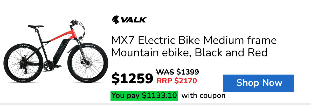 VALK MX7 Electric Bike Medium frame Mountain ebike, Black and Red