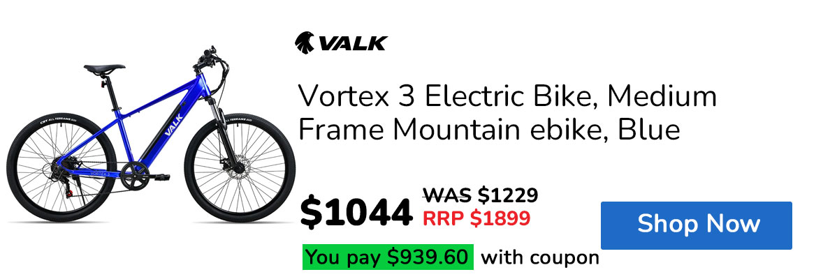 VALK Vortex 3 Electric Bike, Medium Frame Mountain ebike, Blue