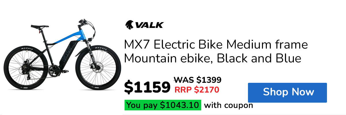 VALK MX7 Electric Bike Medium frame Mountain ebike, Black and Blue