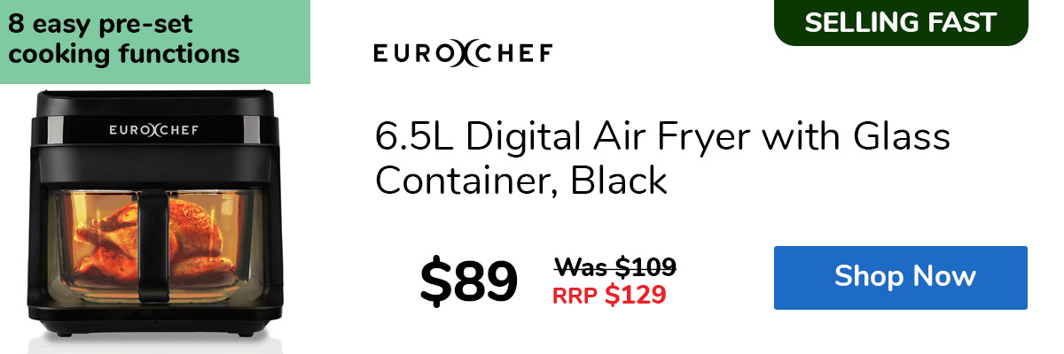 6.5L Digital Air Fryer with Glass Container, Black