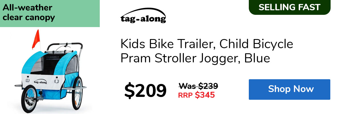 Kids Bike Trailer, Child Bicycle Pram Stroller Jogger, Blue