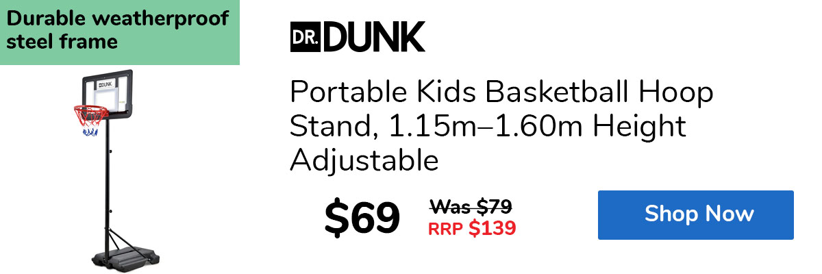 Portable Kids Basketball Hoop Stand, 1.15m–1.60m Height Adjustable