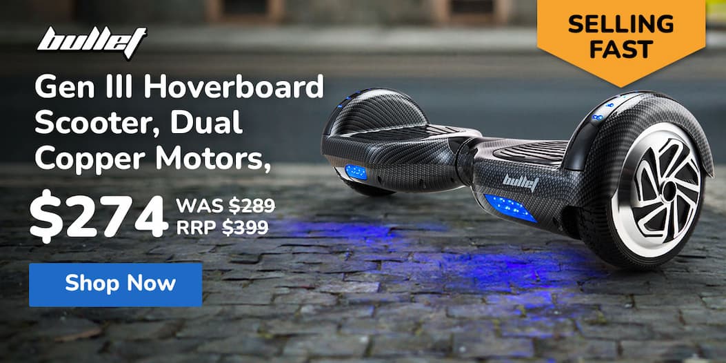 BULLET Gen III Hoverboard Scooter, Dual Copper Motors, UL Certified, AU Compliant, 6.5" Wheels, Superior Self Balancing System, LED Lights, Carbon Fiber style
