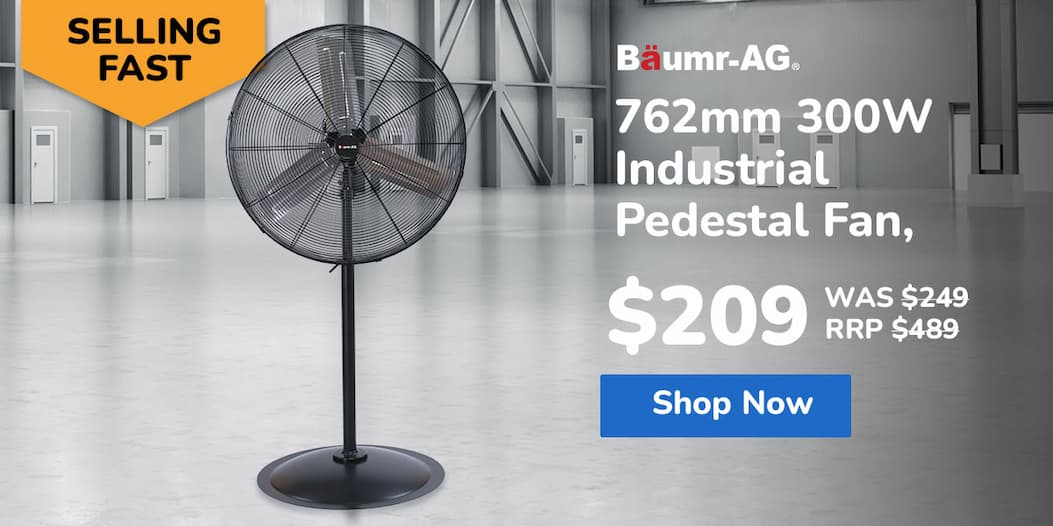 BAUMR-AG 30" 762mm 300W Industrial Pedestal Fan, Large, Commercial, Heavy-duty, 3 Speed, EESS Certified