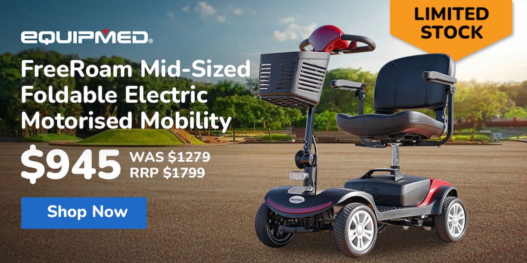 EQUIPMED FreeRoam Mid-Sized Foldable Electric Motorised Mobility Scooter - Red