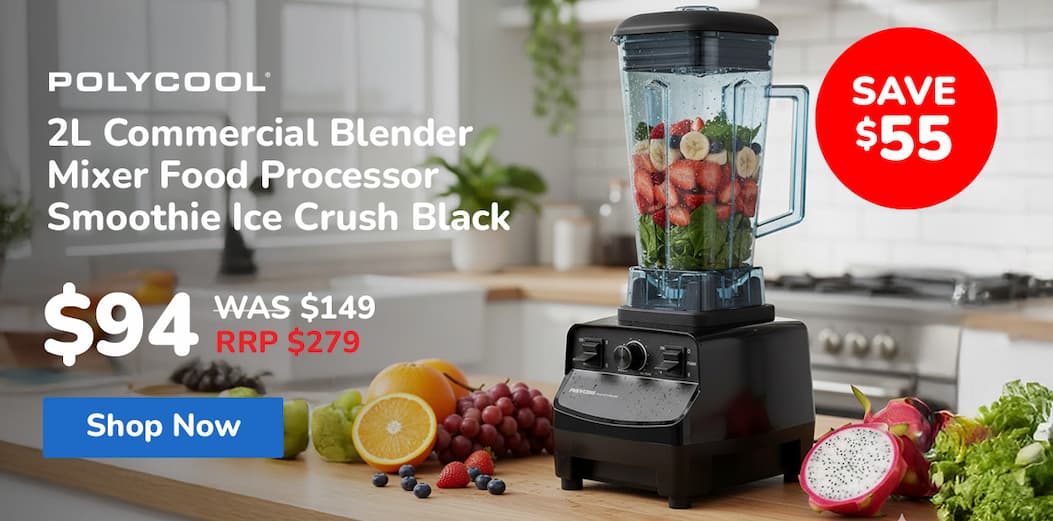 POLYCOOL 2L Commercial Blender Mixer Food Processor Smoothie Ice Crush Black