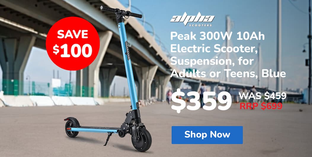 ALPHA Peak 300W 10Ah Electric Scooter, Suspension, for Adults or Teens, Blue