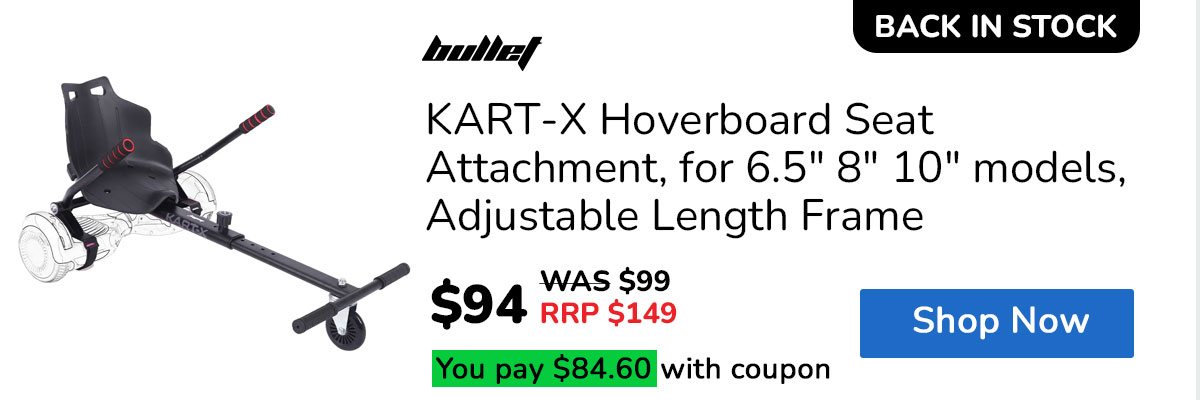 BULLET KART-X Hoverboard Seat Attachment, for 6.5" 8" 10" models, Adjustable Length Frame