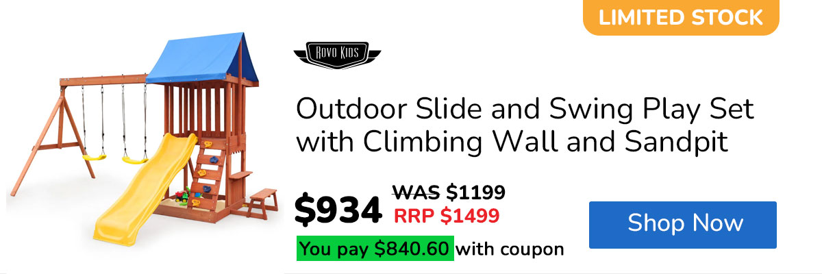 ROVO KIDS Outdoor Slide and Swing Play Set with Climbing Wall and Sandpit