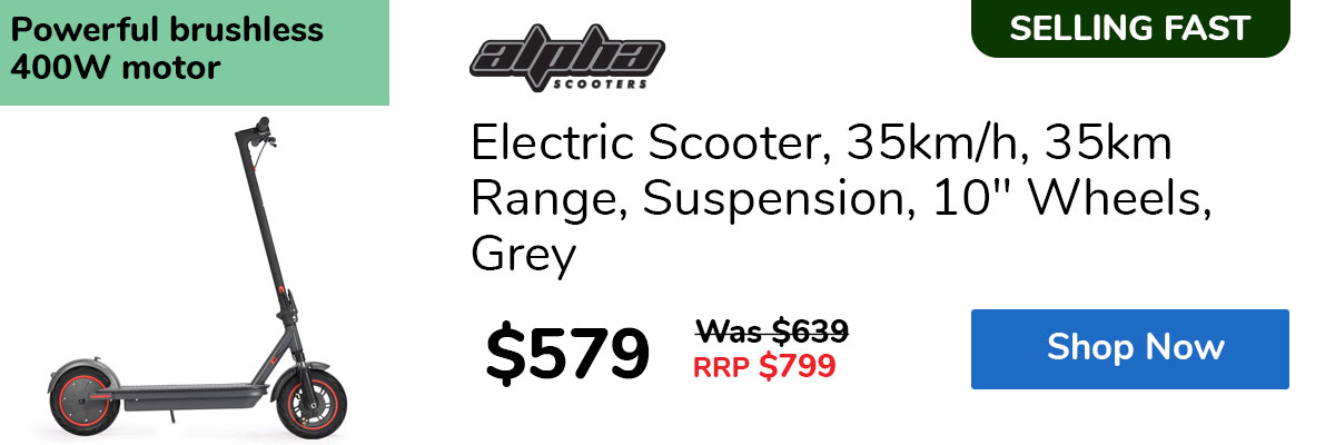 Electric Scooter, 35km/h, 35km Range, Suspension, 10" Wheels, Grey