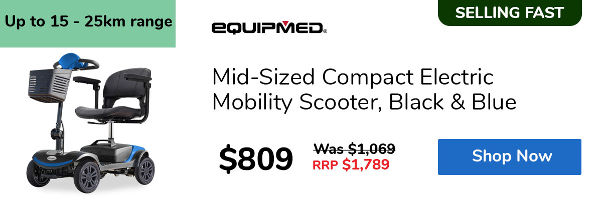 Mid-Sized Compact Electric Mobility Scooter, Black & Blue