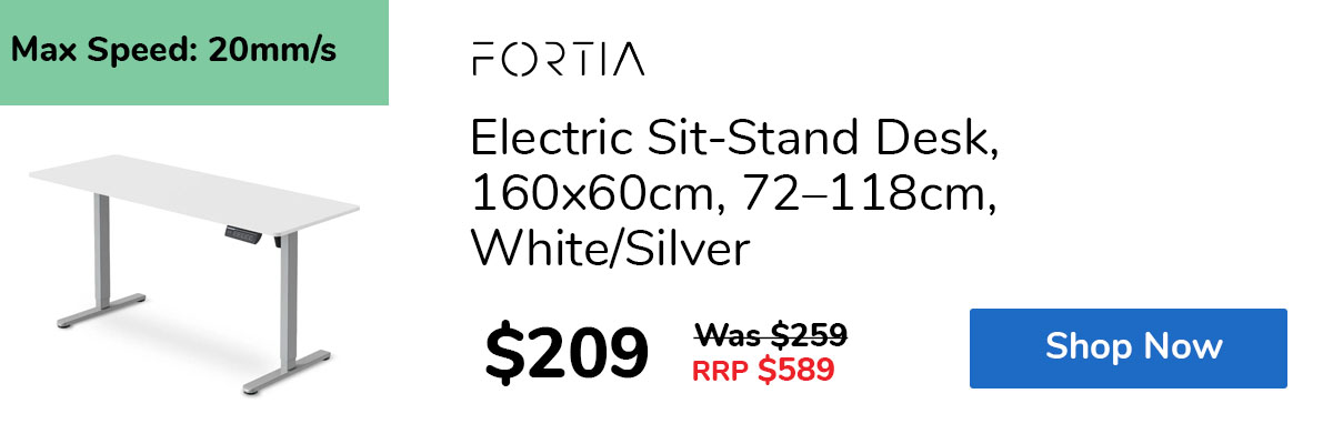 Electric Sit-Stand Desk, 160x60cm, 72–118cm, White/Silver